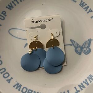 Francesca's Collections Blue and Gold coin drop earrings